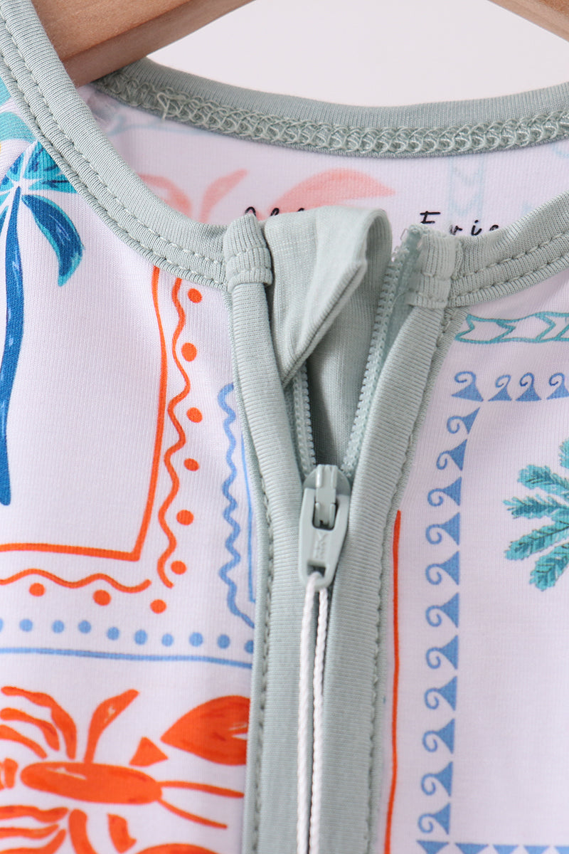 Tropical Bamboo Short Sleeve Zippy