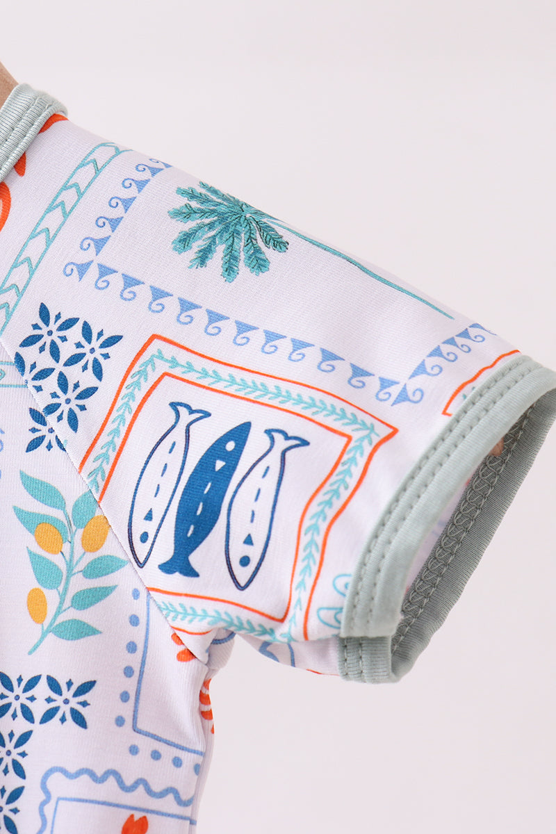 Tropical Bamboo Short Sleeve Zippy
