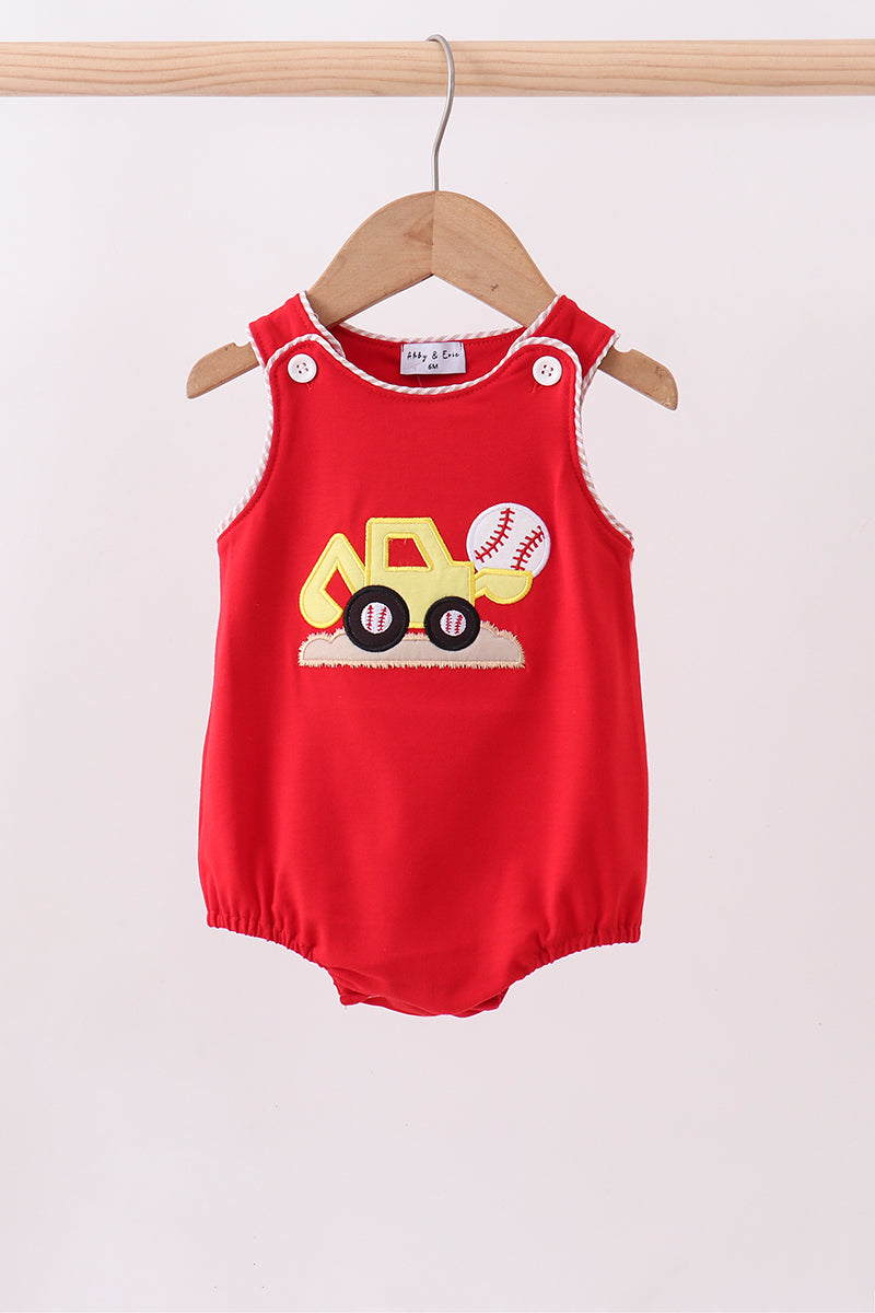 Red Baseball Applique Bubble